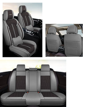 Huse auto premium 5 locuri Carguard Deluxe piele ecologică perforată - gri - negru HSA026 – imagine 2