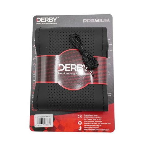 Husa volan neagra cu ac si ata 160 gr, cusatura neagra DERBY DBHVO2305N