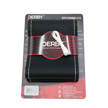 Husa volan neagra cu ac si ata 80 g, cusatura alba DERBY DBHVO2369W