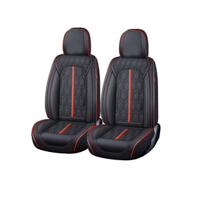 Huse auto premium 5 locuri Carguard Deluxe piele ecologică perforată - negru - rosu HSA024