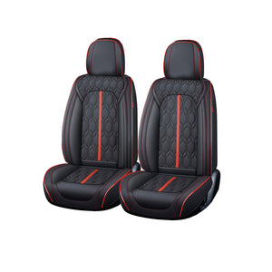 Huse auto premium 5 locuri Carguard Deluxe piele ecologică perforată - negru - rosu HSA024
