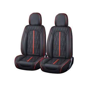 Huse auto premium 5 locuri Carguard Deluxe piele ecologică perforată - negru - rosu HSA024