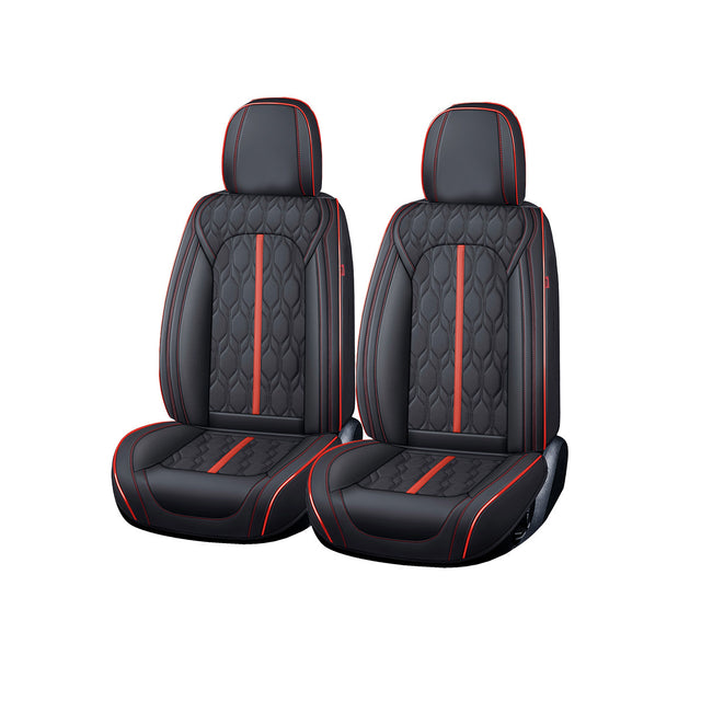 Huse auto premium 5 locuri Carguard Deluxe piele ecologică perforată - negru - rosu HSA024