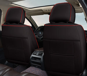 Huse auto premium 5 locuri Carguard Deluxe piele ecologică perforată - negru - rosu HSA024 – imagine 4