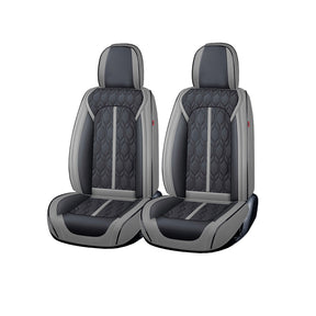 Huse auto premium 5 locuri Carguard Deluxe piele ecologică perforată - gri - negru HSA026