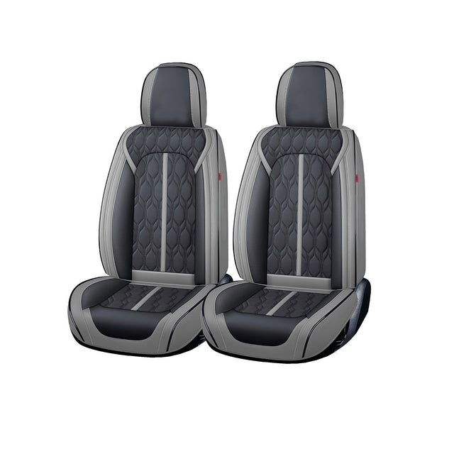 Huse auto premium 5 locuri Carguard Deluxe piele ecologică perforată - gri - negru HSA026
