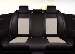 Huse auto premium 5 locuri Carguard Deluxe piele ecologică perforată - negru - crem HSA027 – imagine 5