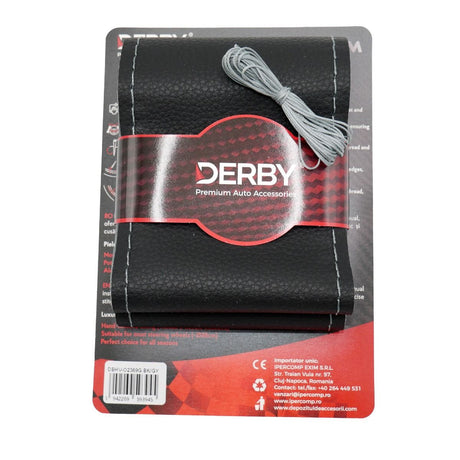 Husa volan neagra cu ac si ata 80 g, cusatura gri DERBY DBHVO2369G