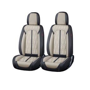 Huse auto premium 5 locuri Carguard Deluxe piele ecologică perforată - negru - crem HSA027
