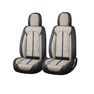 Huse auto premium 5 locuri Carguard Deluxe piele ecologică perforată - negru - crem HSA027