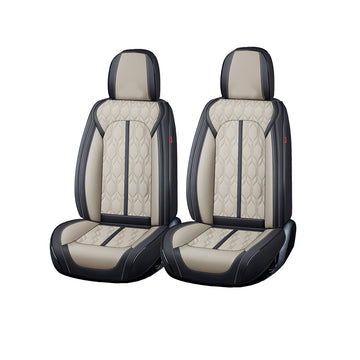 Huse auto premium 5 locuri Carguard Deluxe piele ecologică perforată - negru - crem HSA027