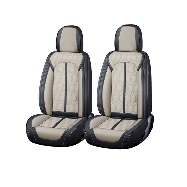 Huse auto premium 5 locuri Carguard Deluxe piele ecologică perforată - negru - crem HSA027