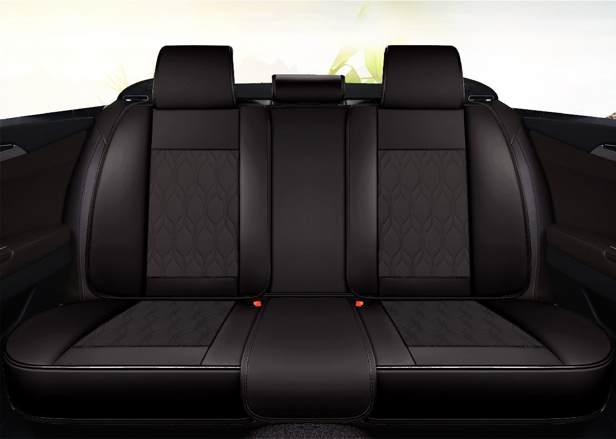Huse auto premium 5 locuri Carguard Deluxe piele ecologică perforată - negru - rosu HSA024 – imagine 3