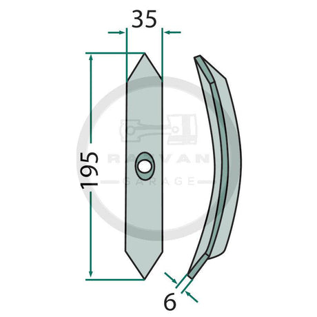 Varf brazdar cultivator reversibil 195x35x6mm