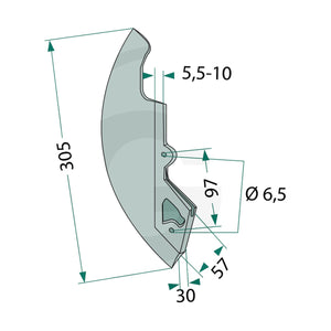 Schita dimensiuni Varf brazdar porumb bob lung GRANIT 1800280020