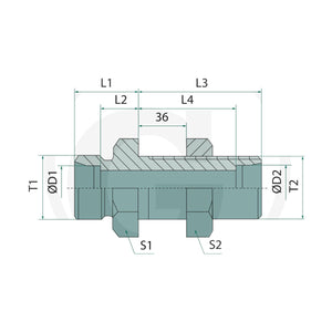 Schita dimensiuni X-GSV 08 L ohne Überwurfmutter und Schneidring GRANIT 87003536