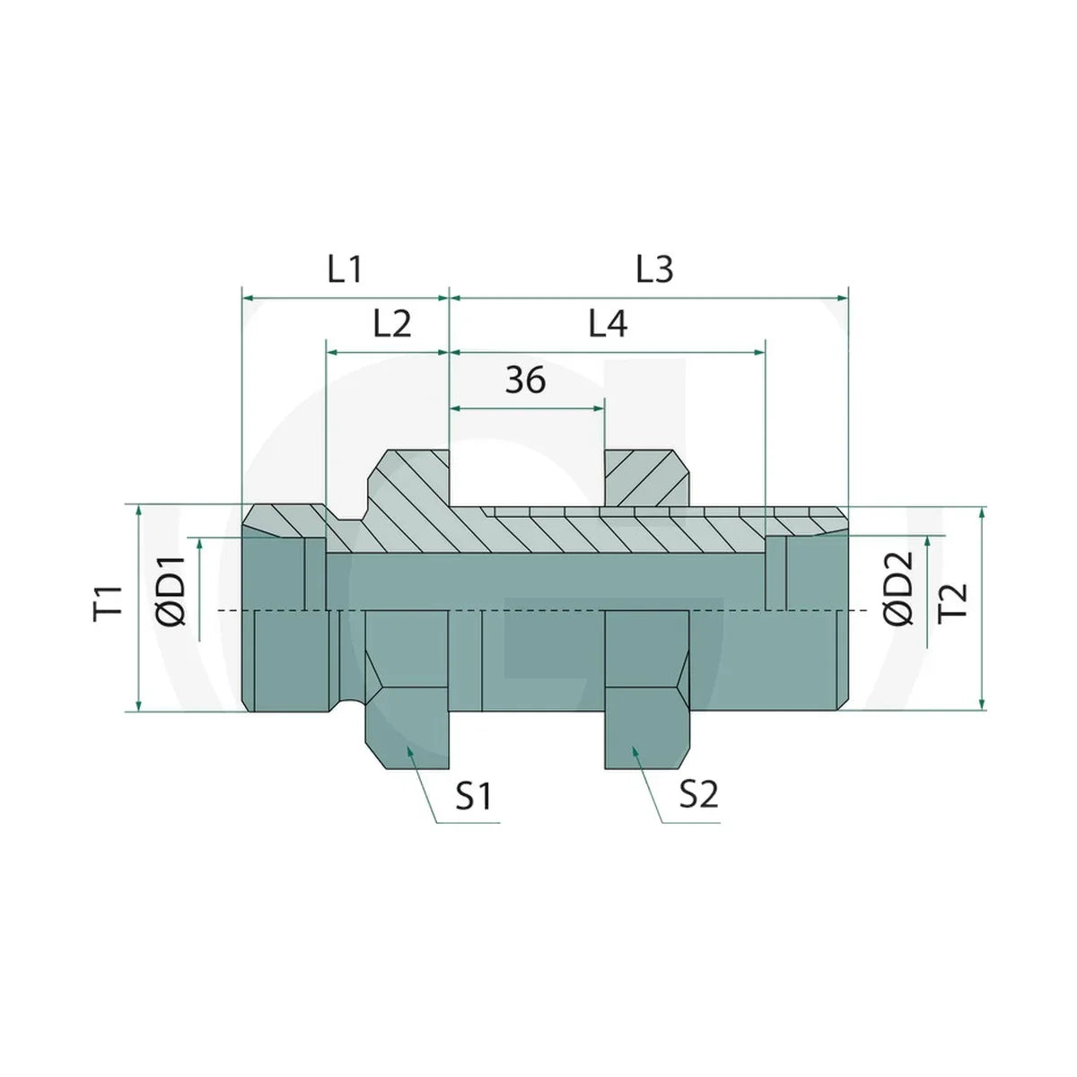 Schita dimensiuni X-GSV 10 L ohne Überwurfmutter und Schneidring GRANIT 87003537
