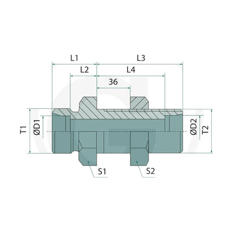 Schita dimensiuni X-GSV 10 L ohne Überwurfmutter und Schneidring GRANIT 87003537