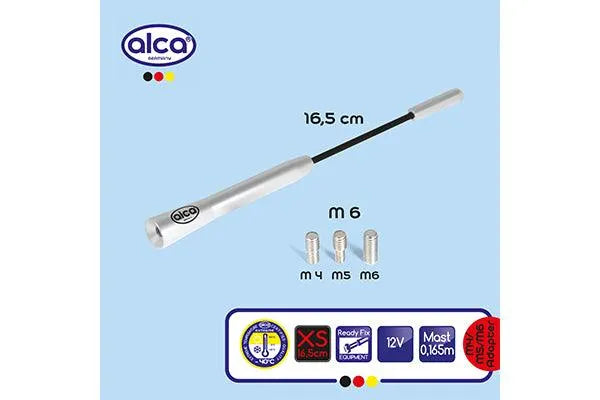 Antena auto exterior cromata 16.5cm cu 3 adaptoare (4-5-6mm)