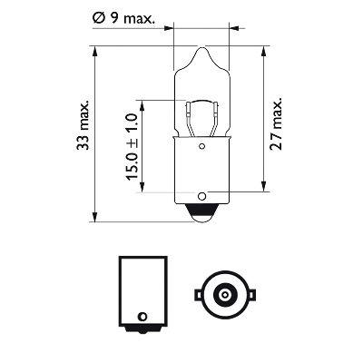 Bec auxiliar h10w 12v 10w ba9s set 10 buc