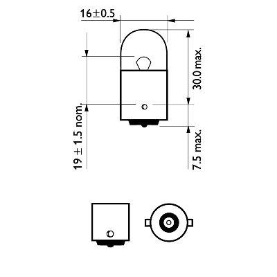 Bec auxiliar r10w 12v set 10 buc philips