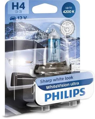 Bec far h4 60/55w 12v white vision ultra (blister) philips
