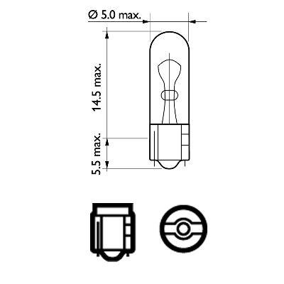 Bec fara soclu w1.2w 12v set 10 buc philips