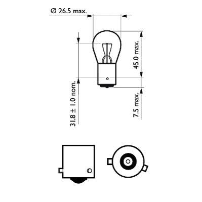 Bec stop frana pr21w 12v set 10 buc vision philips