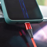 Cablu date incarcare 2in1 fast charge 3.0 usb la micro usb/type-c 1.5m 5a rosu