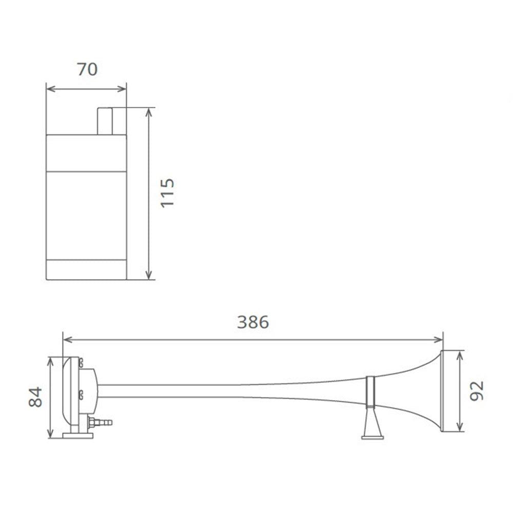 Claxon camion crom cu 1 goarna, marine, 24v 1a cu compresor