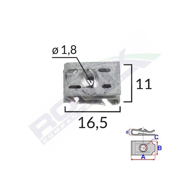 Clema fixare elemente motor pentru grup vag 1.8x16.5x11mm set 10 buc