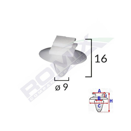 Clips fixare elemente exterioare pentru fiat/lancia/alfa romeo/peugeot - alb set 10 buc