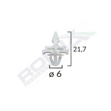 Clips fixare elemente exterioare pentru mercedes 6x21.7mm- alb set 10 buc