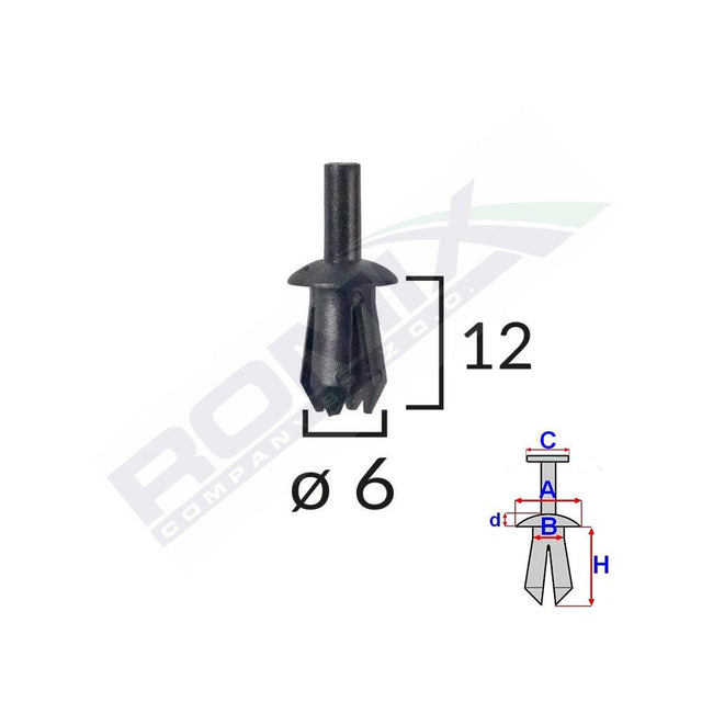 Clips fixare elemente exterioare pentru opel 8x12mm - negru set 10 buc