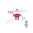 Clips fixare elemente motor pentru ford 11x20mm - rosu set 10 buc