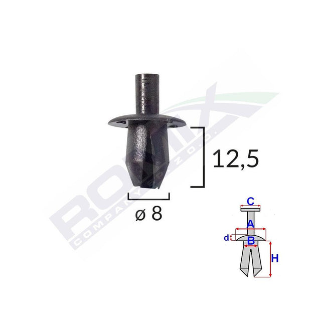 Clips fixare elemente roata pentru dacia renault - negru set 10 buc