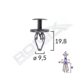 Clips fixare elemente roata pentru opel 9.5x19.8mm negru set 5 buc