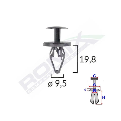 Clips fixare elemente roata pentru opel 9.5x19.8mm negru set 5 buc