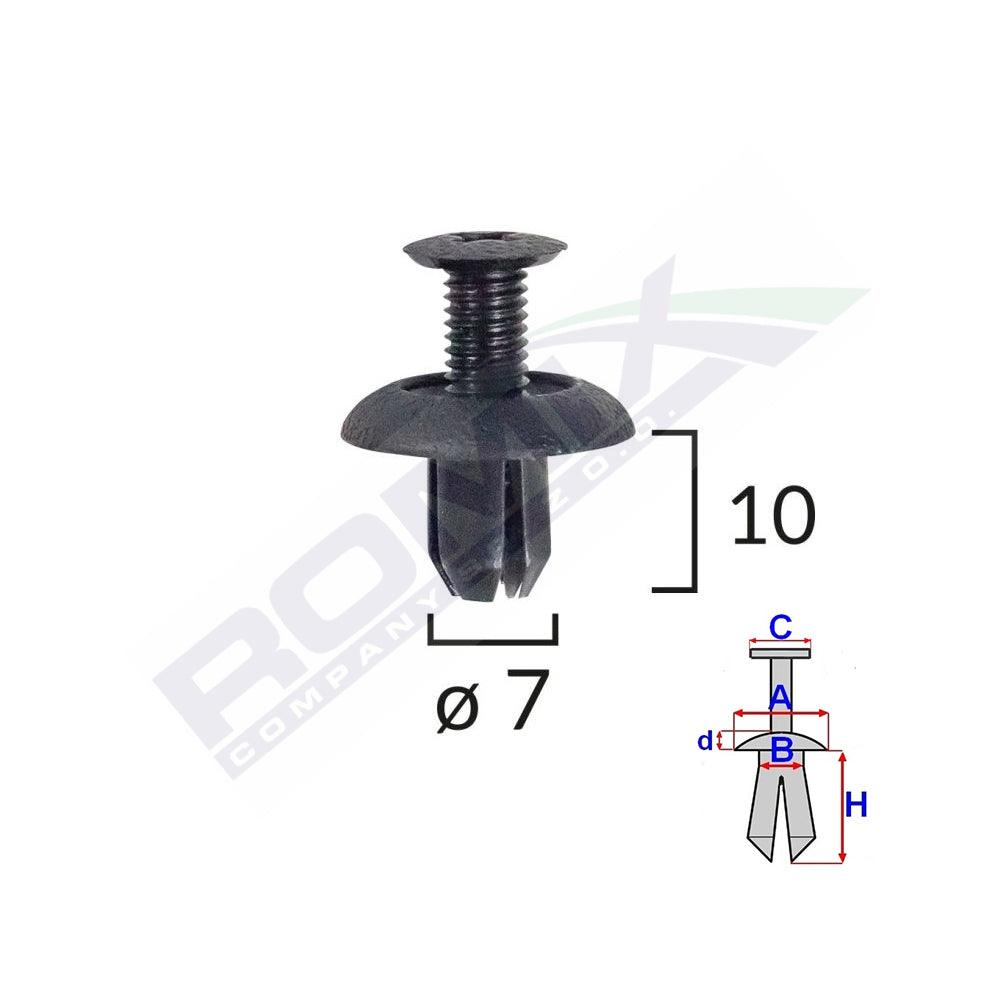 Clips fixare honda/mitsubishi 7x10mm - negru set 10 buc