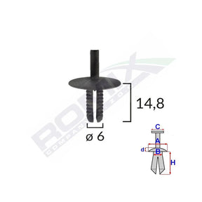 Clips fixare pentru bmw 6x14.8mm - negru set 10 buc