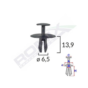 Clips fixare pentru citroen/peugeot 6.5x13.9mm - negru set 10 buc
