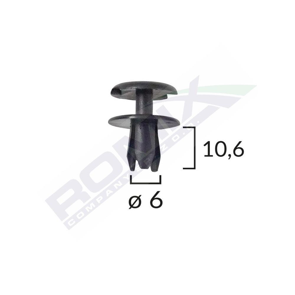 Clips fixare pentru opel 6x10.6mm - negru set 10 buc