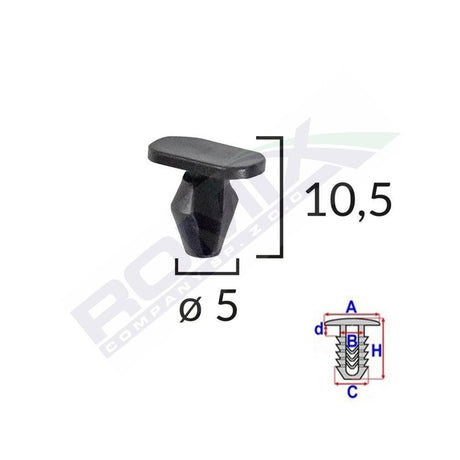 Clips pentru garnituri peugeot, citroen 5x10.5mm negru set 10 buc