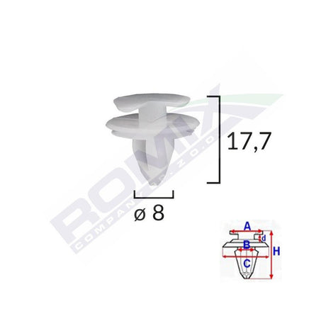 Clips tapiterie pentru fiat/lancia/alfa romeo/renault - alb set 25 buc