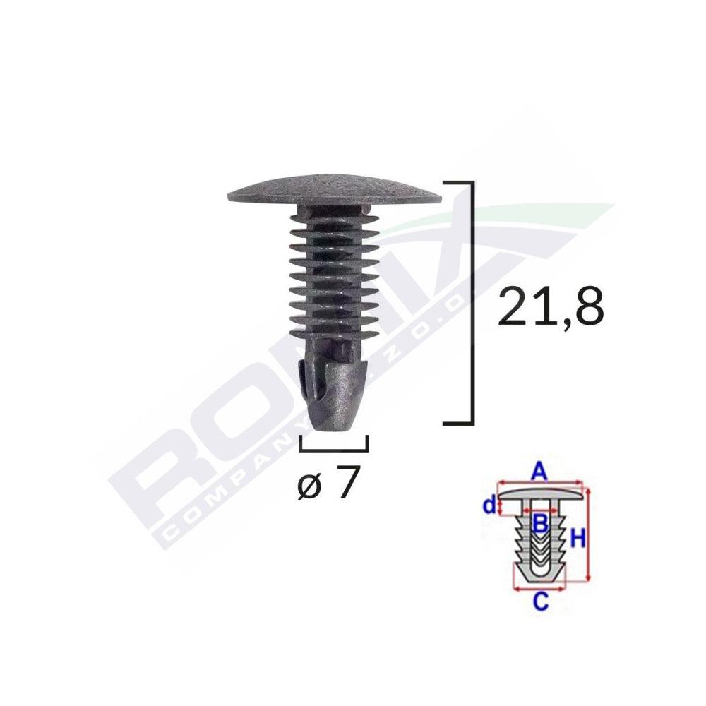 Clips tapiterie pentru honda/hyundai/toyota 7x21.8mm - negru set 10 buc