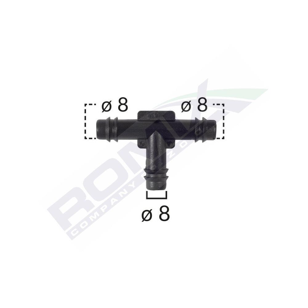 Conector furtun teu universal 8mm - negru set 5 buc