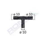 Conector teu furtun conducte universal 10mm - negru set 5 buc