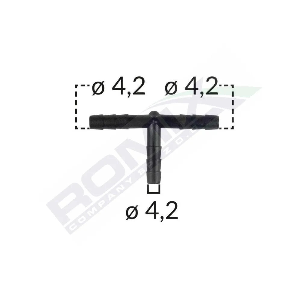 Conector teu furtun conducte universal 4.2mm - negru set 5 buc