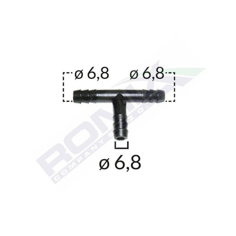 Conector teu furtun conducte universal 6.8mm - negru set 5 buc