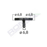 Conector teu furtun conducte universal 6.8mm - negru set 5 buc